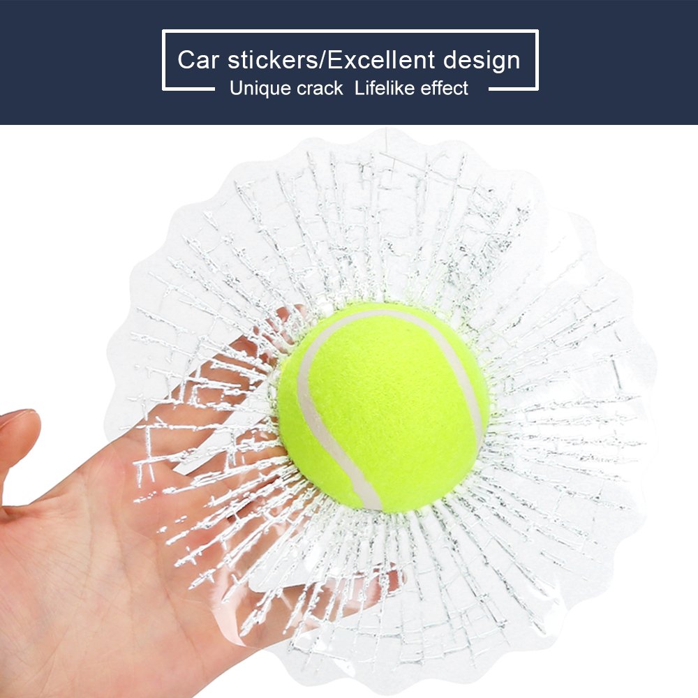 2017 Creative Funny Car 3D Balls Sticker 3D Baseball Golf Tennis Ball Hits Car Window Decal Stickers (tennis)
