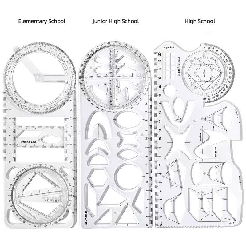 Multifunctional Geometric Drawing Template & Measuring Ruler