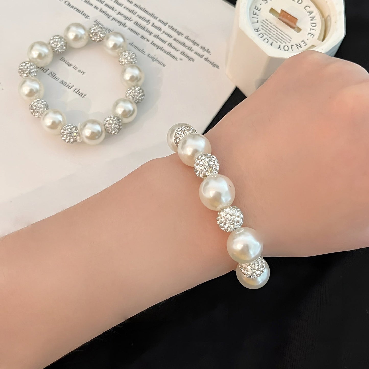 Pearl Bracelet & Hair Tie