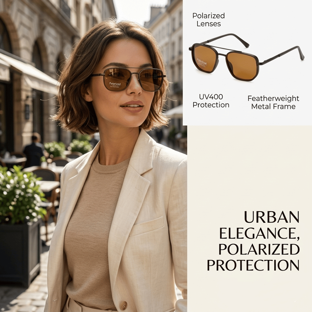 Premium Polarized Geometric Aviator Sunglasses for Men & Women