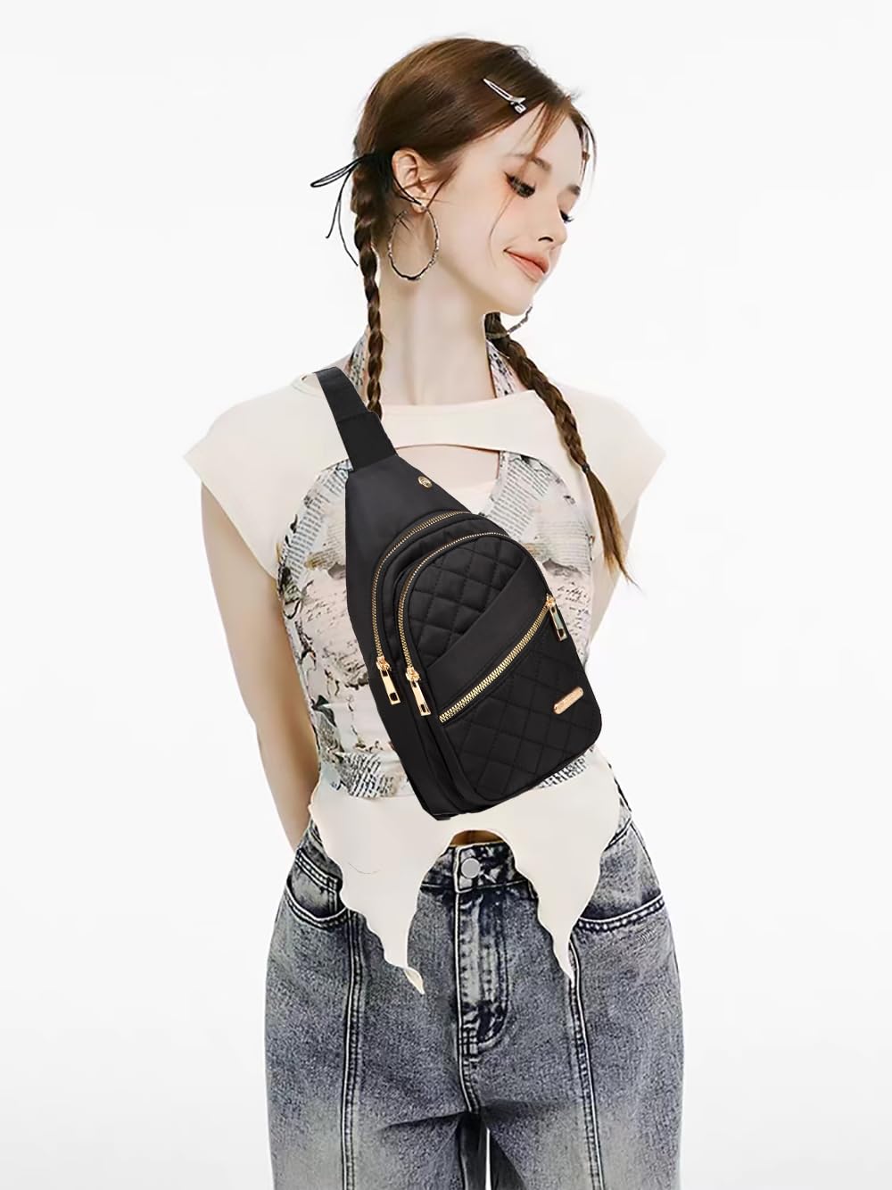 Solid Color Quilted Fanny Pack