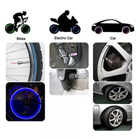 LED Wheel Valve Lights Motion Activated Neon Glow for Cars & Bikes