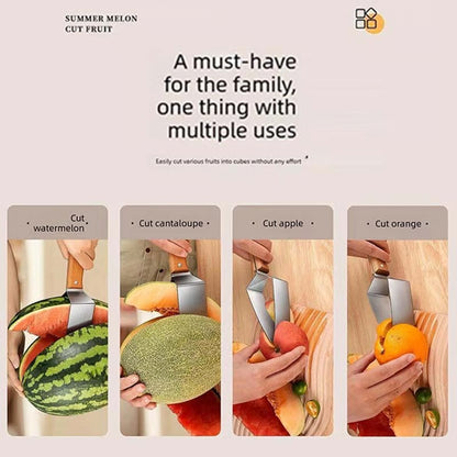 Stainless Steel Easy Watermelon Slicer with Ergonomic Wooden Handle