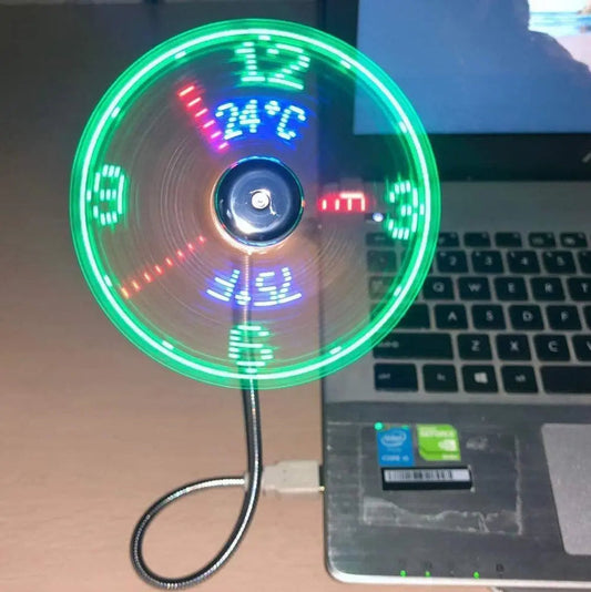 USB Clock Fan with Real Time Clock & Temperature