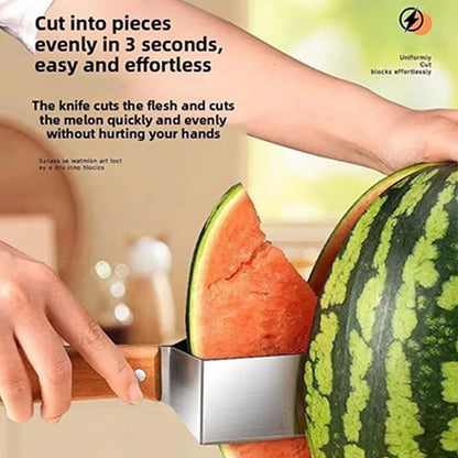 Stainless Steel Easy Watermelon Slicer with Ergonomic Wooden Handle