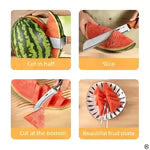 Stainless Steel Easy Watermelon Slicer with Ergonomic Wooden Handle