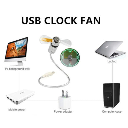 USB Clock Fan with Real Time Clock & Temperature