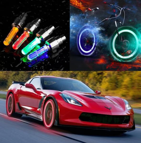 LED Wheel Valve Lights Motion Activated Neon Glow for Cars & Bikes