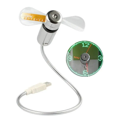 USB Clock Fan with Real Time Clock & Temperature