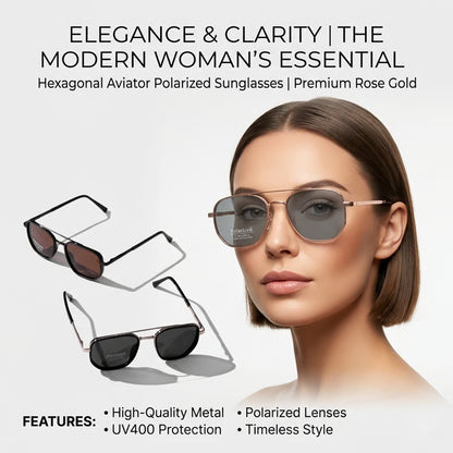 Premium Polarized Geometric Aviator Sunglasses for Men & Women