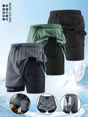 Men's Breathable Running Shorts with Reflective Print