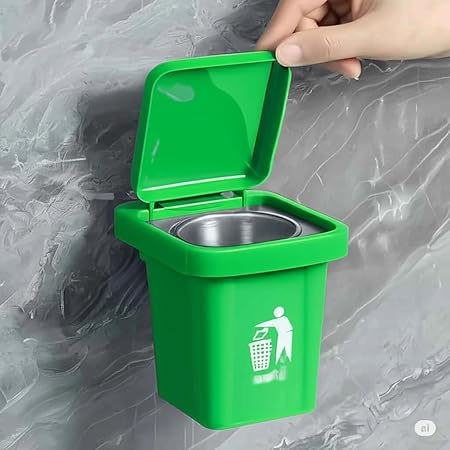 Premium Wall-Mounted Stainless Steel Trash Can Ashtray with Windproof Lid