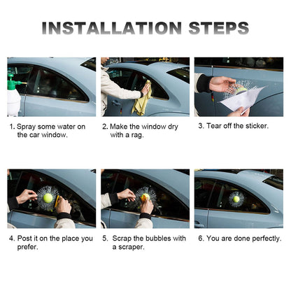 2017 Creative Funny Car 3D Balls Sticker 3D Baseball Golf Tennis Ball Hits Car Window Decal Stickers (tennis)