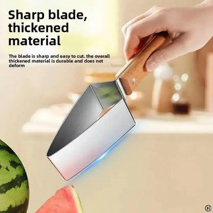 Stainless Steel Easy Watermelon Slicer with Ergonomic Wooden Handle
