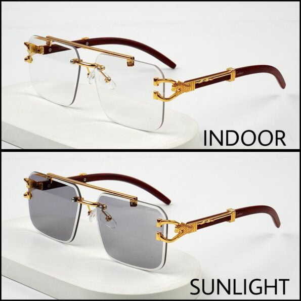 Transition Rimless Cheetah Sunglasses