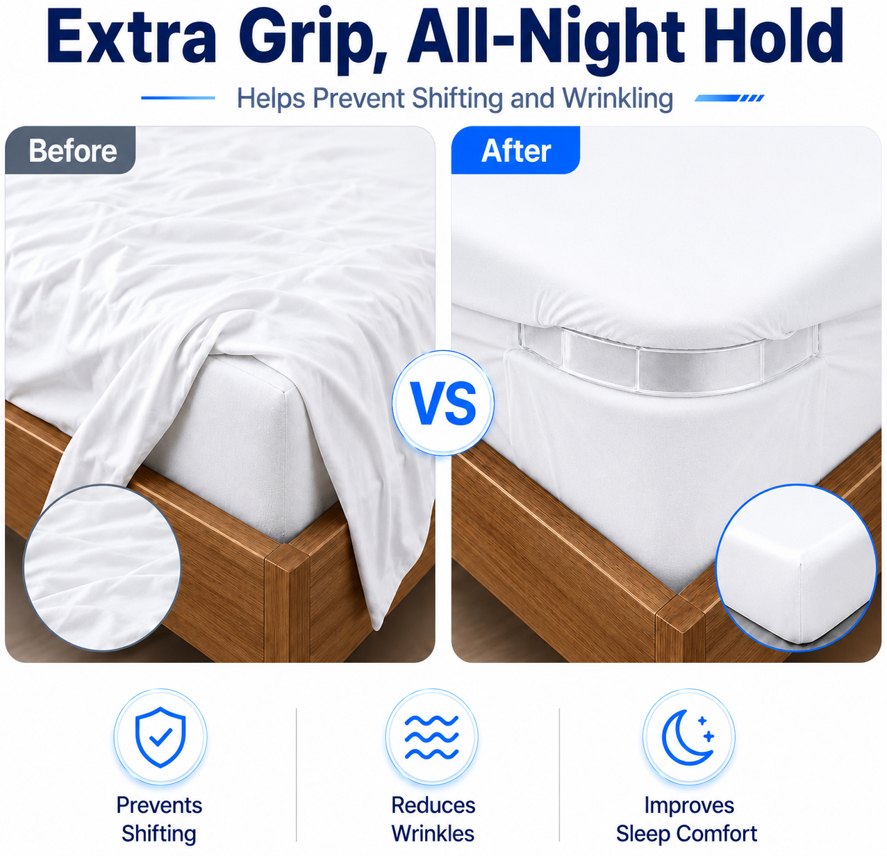 Fitted Bedsheet Gripper with Lock Strips