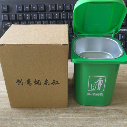 Premium Wall-Mounted Stainless Steel Trash Can Ashtray with Windproof Lid