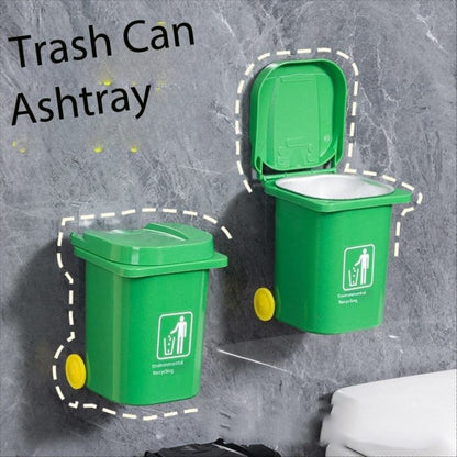 Premium Wall-Mounted Stainless Steel Trash Can Ashtray with Windproof Lid