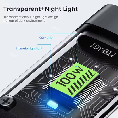 100W Transparent 3-in-1 LED Fast Charging Braided Data Cable