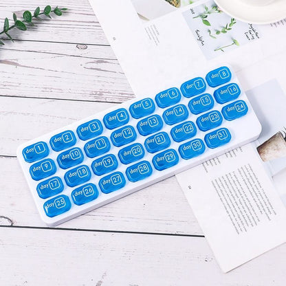 31-Day Portable Keyboard Monthly Medicine Organizer Pill Box