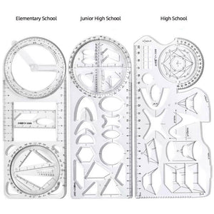 Multifunctional Geometric Drawing Template & Measuring Ruler