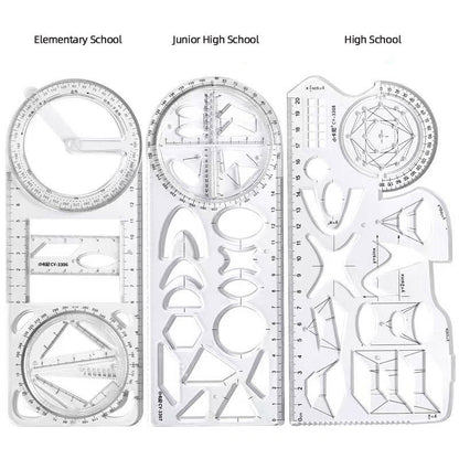 Multifunctional Geometric Drawing Template & Measuring Ruler