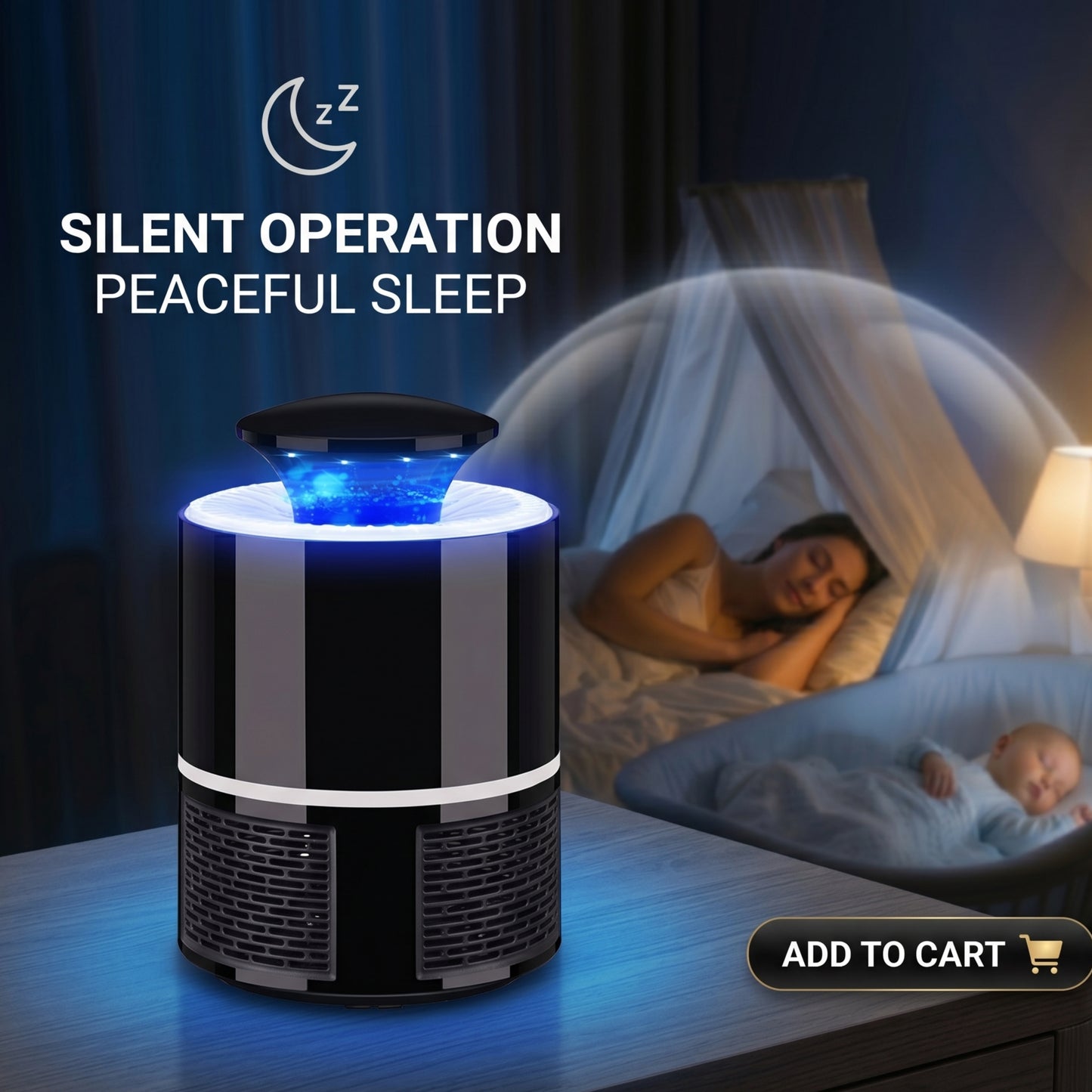 Advanced Electric Mosquito Killer Lamp  360° UV Light Trap & Whisper-Quiet Bug Zapper