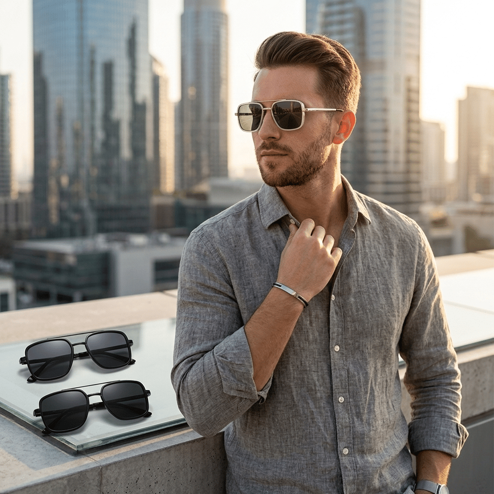 Premium Polarized Geometric Aviator Sunglasses for Men & Women