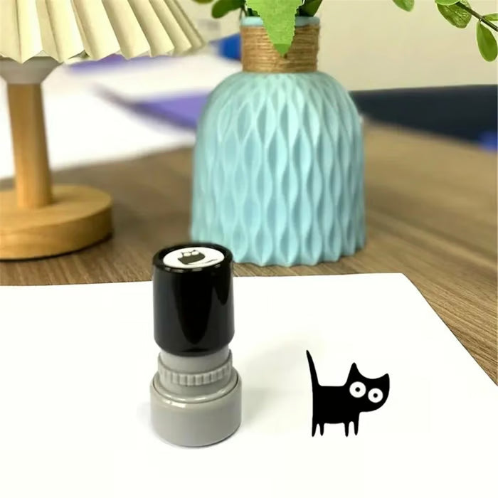 Cat Pattern Stamp, 5 Counts/set Round Self-inking Stamp