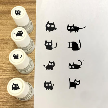 Cat Pattern Stamp, 5 Counts/set Round Self-inking Stamp