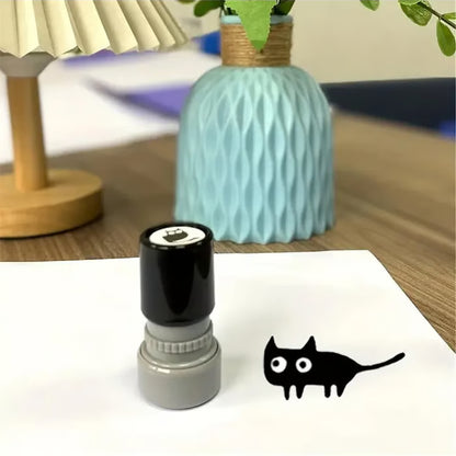 Cat Pattern Stamp, 5 Counts/set Round Self-inking Stamp